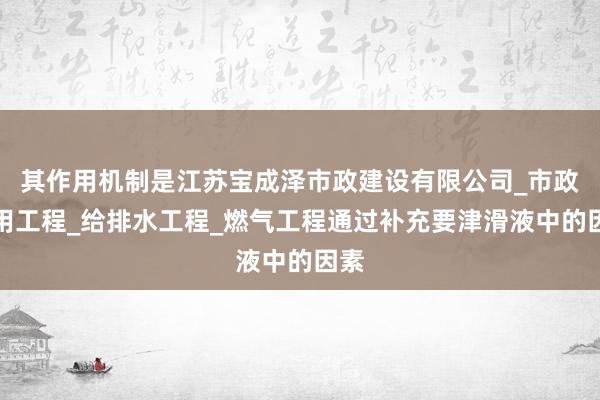 其作用机制是江苏宝成泽市政建设有限公司_市政公用工程_给排水工程_燃气工程通过补充要津滑液中的因素